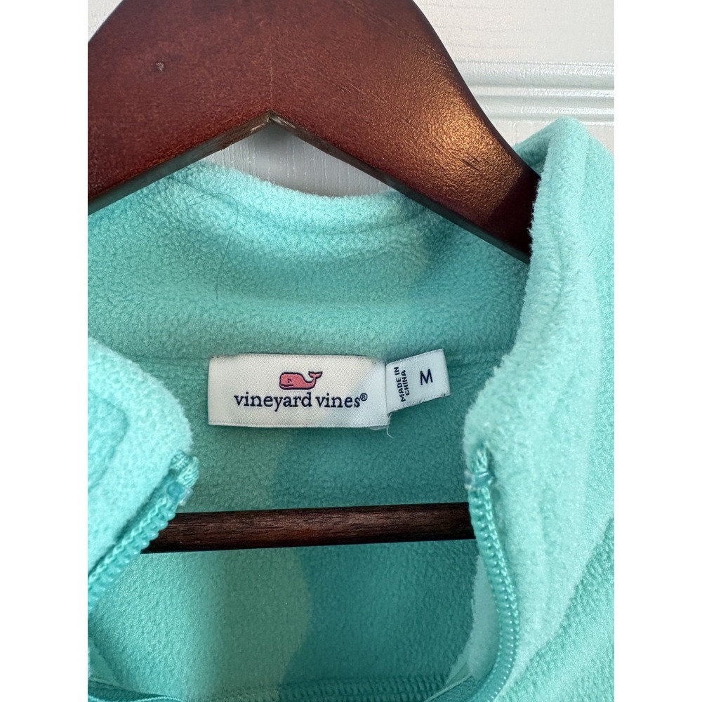 Vineyard Vines Fleece Pullover Women M Mint Green Excellent Seersucker Trim Zip - Picture 4 of 7